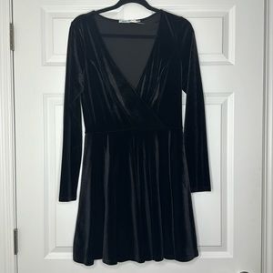 Urban Outfitters Kimchi Blue long sleeved black velvet a line dress